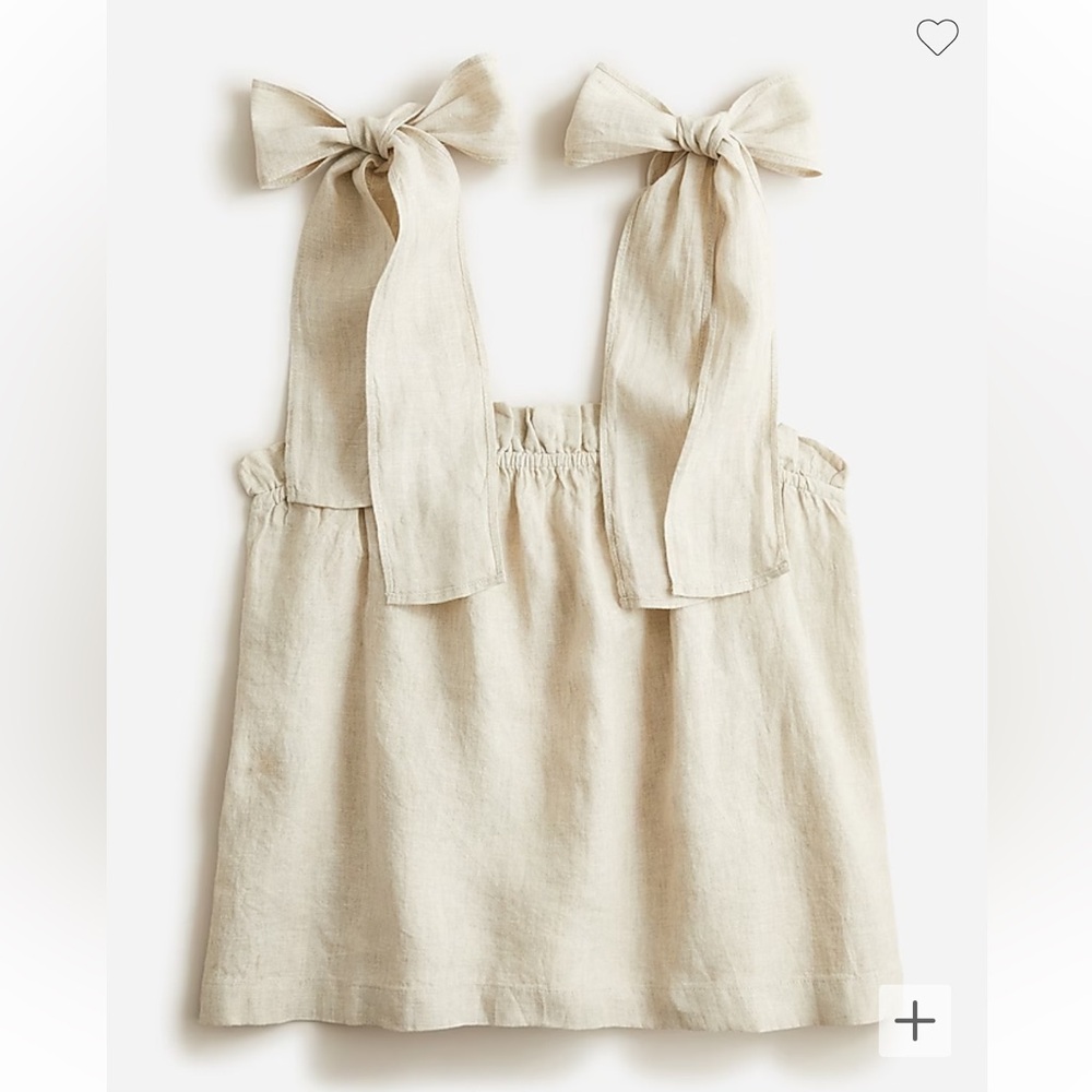 J. Crew Shoulder Tie Linen Tank, Flax, size XS
